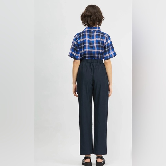 NWT bul BADA TOP BLUE/ PURPLE CHECK size AU 10 natural linen current style US 6 - Picture 3 of 10